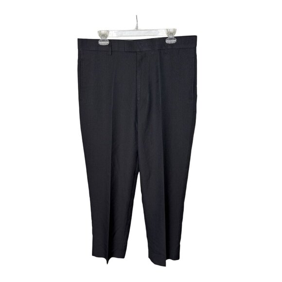Michael Brandon Mens Black Pinstripe Dress Pants 36x30 Polyester - Picture 1 of 7